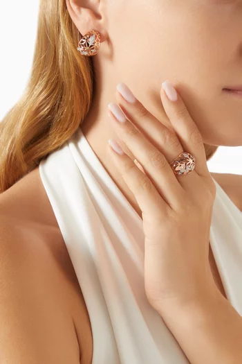 Retro Diamond & Enamel Letter 'A' Earrings in 18kt Rose Gold