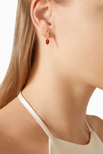 Fire Opal Diamond Huggie Earrings in 14kt Gold