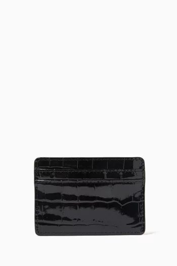 Small Jet Set Card Case in Croc-embossed Leather