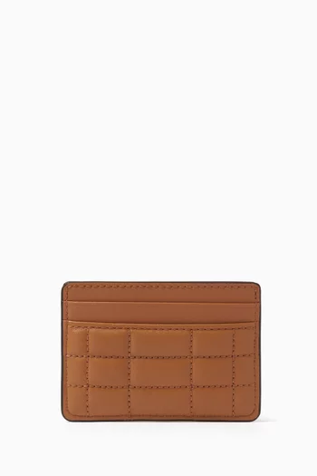 Quilted Logo Card Case in Leather