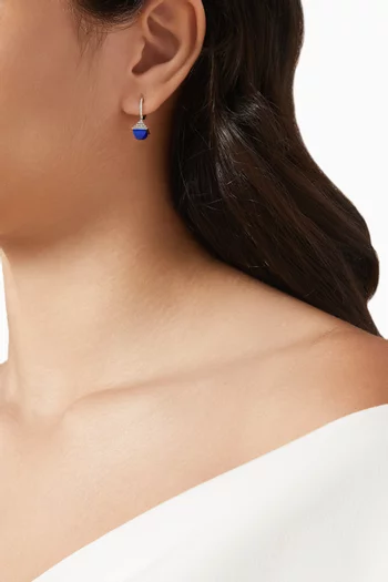 Cleo Mini Rev Diamond & Lapis Lazuli Drop Earrings in 18kt White Gold