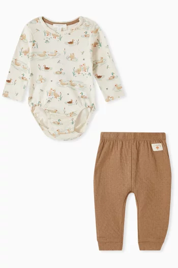 3-piece Ducky Bodysuit, Pants & Beanie Gift Set