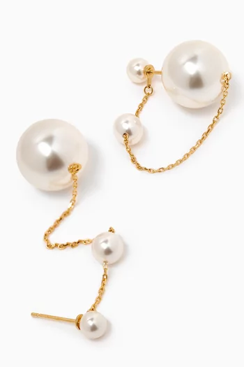 Pearl Chain Front to Back Earrings in Gold-vermeil