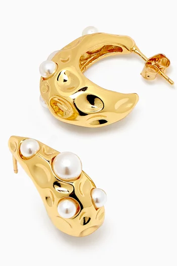 Abstract Pearl Teardrop Earrings in Gold Vermeil