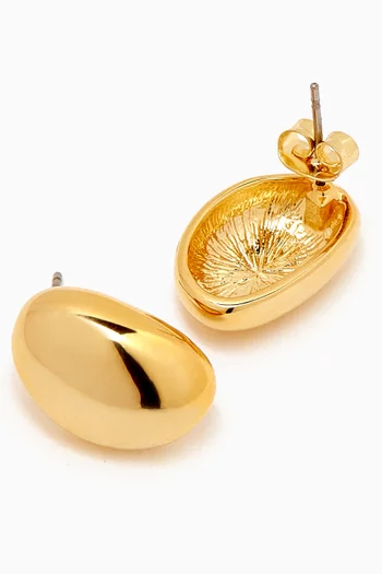 Sculptured Bean Earrings in Gold-plated Brass