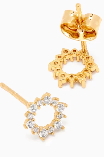 CZ Pavé Open Stud Earrings in Gold-plated Metal