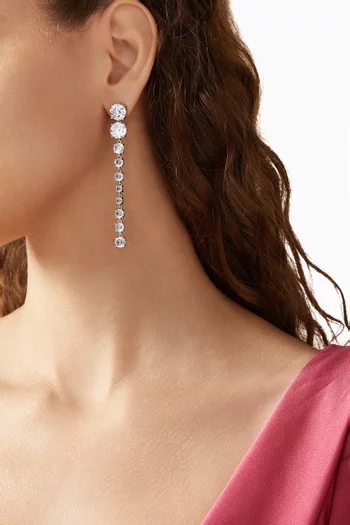 CZ Round-cut Drop Earrings in Rhodium-plated Brass