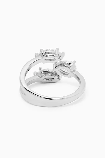 Marquis Claw Open Ring in Rhodium-plated Brass