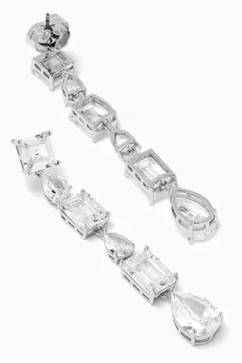 Multi-shape Drop Earrings in Rhodium-plated Brass