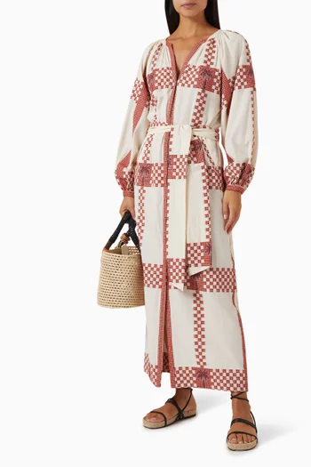 Diosa Geometrica Maxi Dress in Cotton
