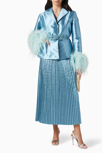 Blazer & Skirt Feather Belted Moroccan Set