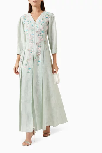 Bead-embellished Maxi Dress in Linen