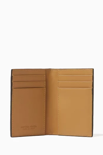 Flap Card Case in Intrecciato Leather