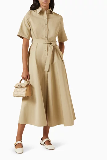 Valentino Belted Midi Dress in Cotton-linen