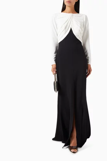 Front-slit Gown in Stretch Crepe