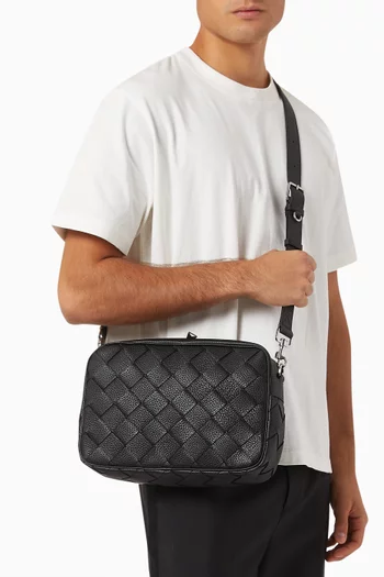 Medium Camera Bag in Intrecciato Leather