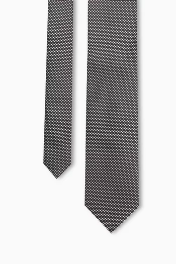 Geometric Woven Tie in Silk