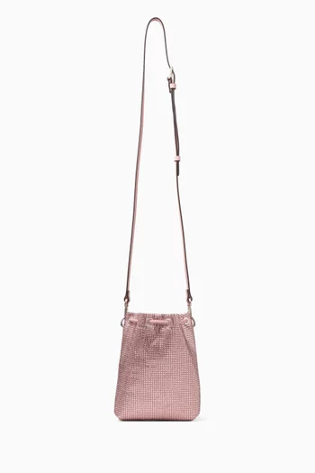Mini Cinch Crystal-embellished Bucket Bag in Satin