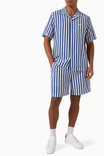 Striped Cedar Shorts in Cupro & Linen