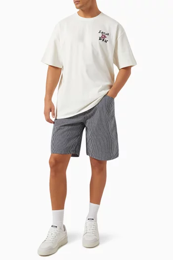 Striped Carpenter Shorts in Cotton-blend