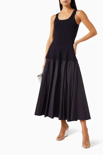Silas Combo Midi Dress in Cotton-blend
