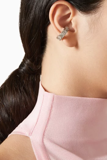 Brooklyn Crystal Single Ear Cuff in Silver-plated Brass