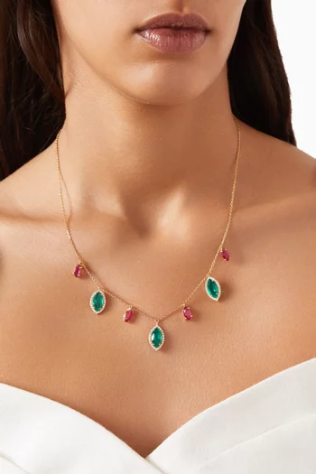 Ruby & Emerald Necklace in 18kt Gold