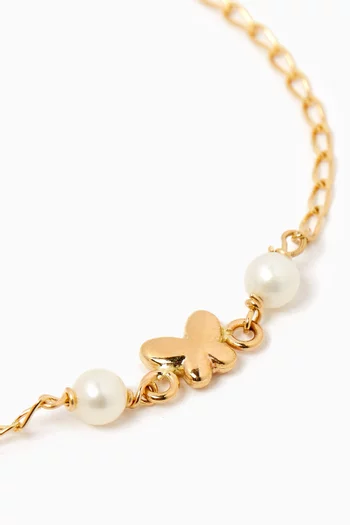 The Butterfly & Pearls Bracelet in 18kt Yellow Gold