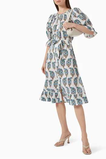 Theonie Smock Dress in Cotton-voile