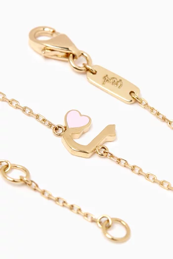 Arabic Letter 'Lam' Heart Charm Bracelet in 18kt Yellow Gold