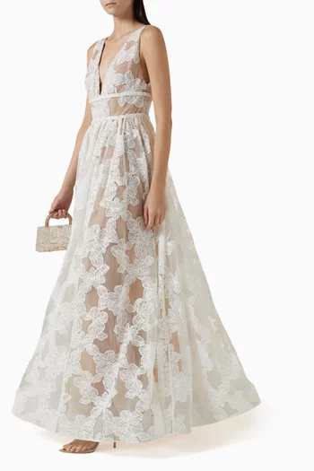 Lily Blanc Embroidered Gown