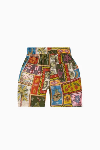Printed Tropical Tapestry Printed Shorts in Cotton