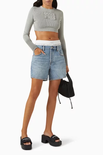 Pre-styled Boxer Loose Shorts in Denim