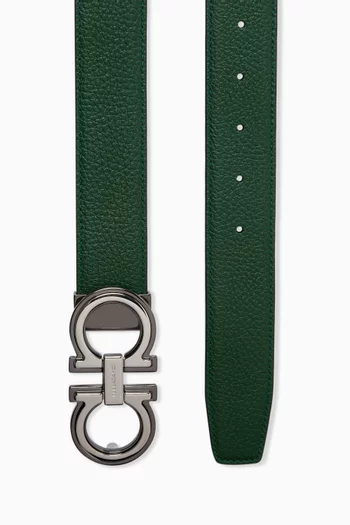 Double-layered Gancini Reversible Belt in Leather