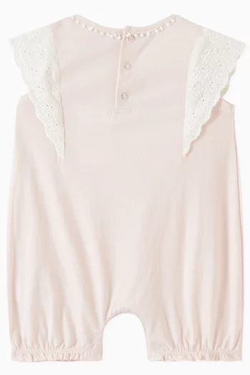 Lace-trimmed Bodysuit in Cotton