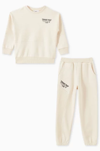 Crewneck Sweatshirt & Pants Set in Cotton-blend