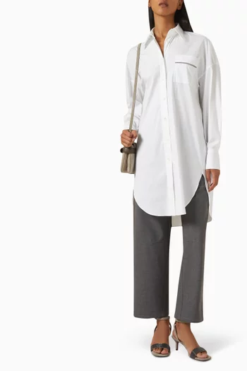 Long-sleeve Shirt in Stretch Cotton-poplin
