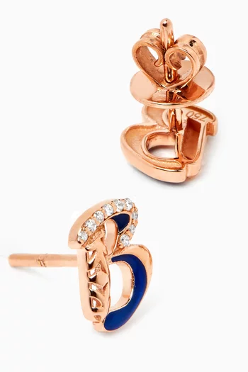 Retro 'B' Diamond Stud Earrings in 18kt Rose Gold