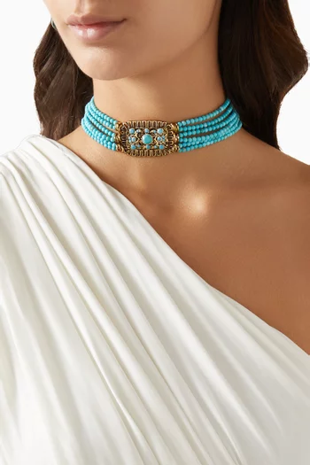 Aria Turquoise Choker Necklace in Gold-plated Brass