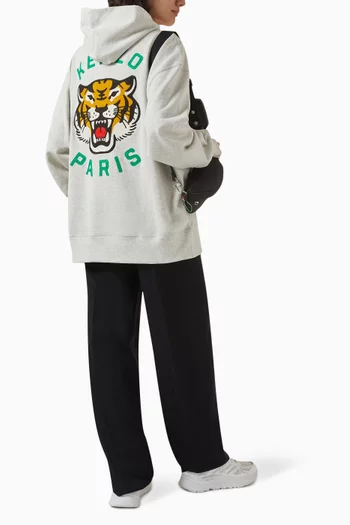 Unisex Lucky Tiger Embroidered Oversized Hoodie in Cotton