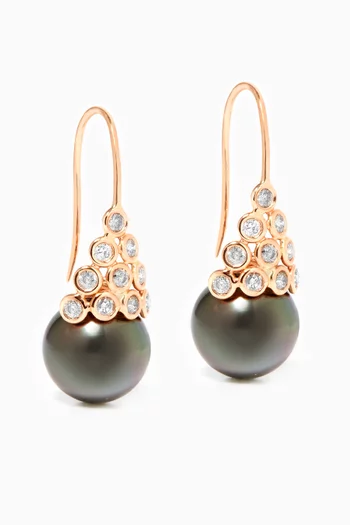 Mirandole Pearl Earrings with Diamonds in 18kt Rose Gold  