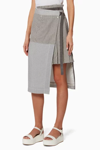 White & Grey Hickory Striped Skirt
