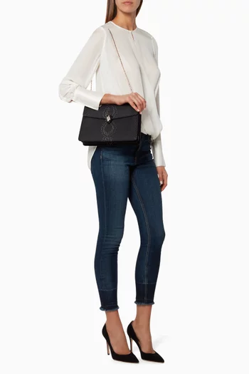Black Serpenti Forever Python Leather Shoulder Bag