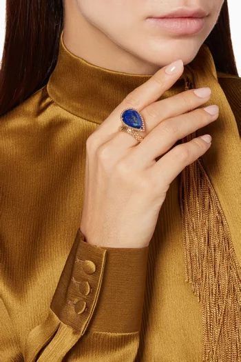 Lapis Lazuli L Motif Serpent Bohème Ring in Yellow Gold