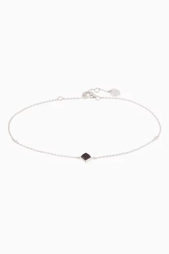 White-Gold Black Onyx Anklet