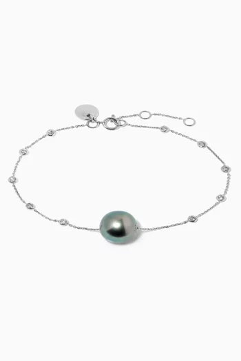 Links of Love Pearl & Diamond Chain Bracelet in 18kt White Gold