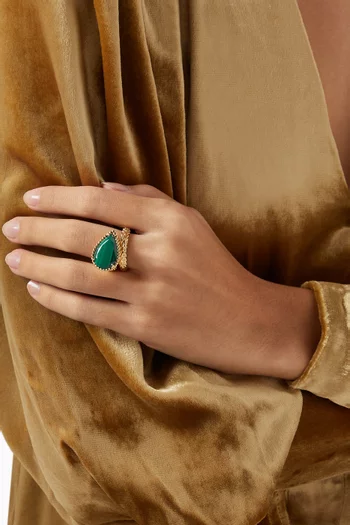 Serpent Bohème L Motif Malachite Ring  in 18kt Yellow Gold    