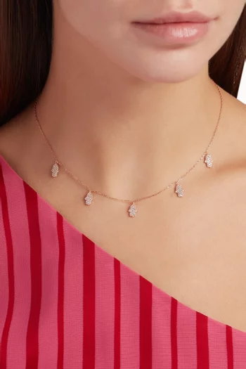 Rose-Gold & White Crystal Hamsa Necklace   
