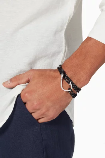 سوار بتصميم حبل وخطاف مطلي بالفضة رمادي داكن