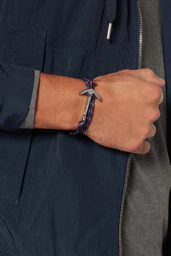 سوار بتصميم حبل ومرساة مطلية بالذهب كحلي وأحمر